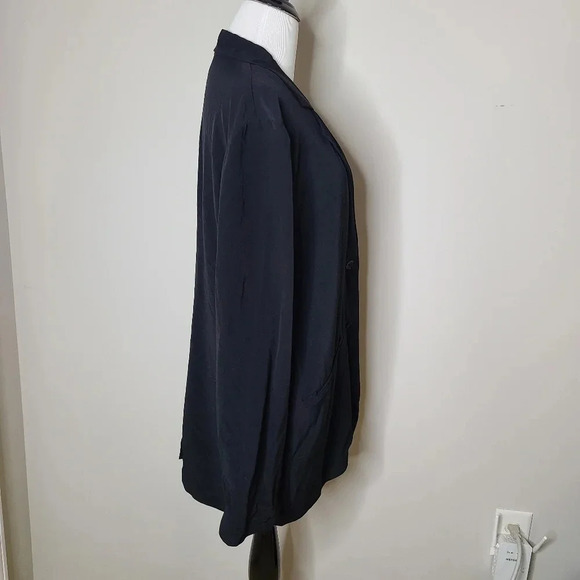 NWT Eileen Fisher Black Notch Collar Long Jacket S - Picture 4 of 9